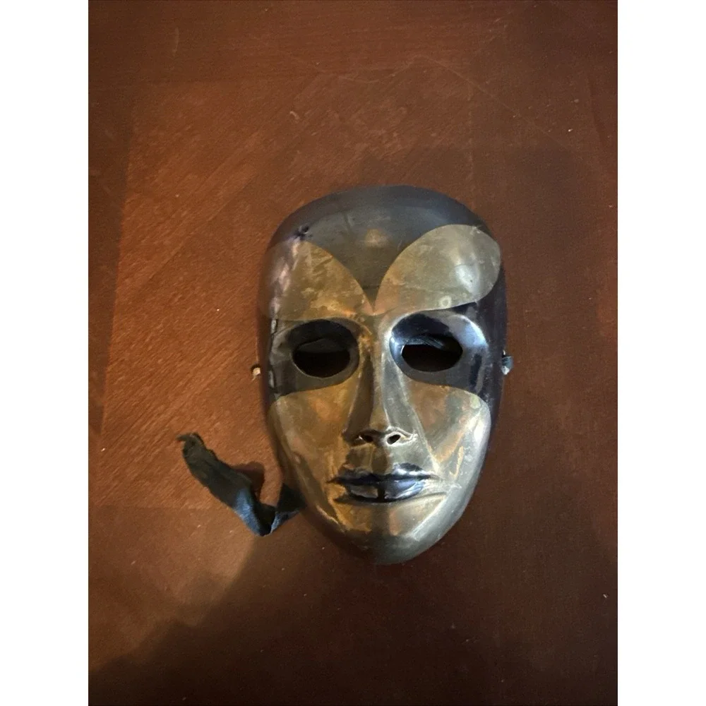 Vintage Brass Mardi Gras Theater Mask Black Gold Wall Decor Made In India‎